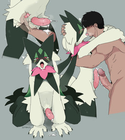 anal anal_fingering animal_genitalia animal_penis anthro bedroom_eyes blush blush_lines bodily_fluids breath cum cum_on_penis drooling duo fangs feline_genitalia feline_penis femboy fingering fingering_partner french_kissing frottage frottage_kiss genital_fluids genitals heart_eyes heart_symbol hug human_on_anthro humanoid_genitalia humanoid_penis internal internal_anal interspecies kissing kneeling looking_at_viewer male male/male muscular muscular_male narrowed_eyes open_mouth panting penile penis penises_touching pokephilia prostate_orgasm prostate_stimulation pubes red_eyes saliva seductive sex shaking standing sweat teeth tongue tongue_out trembling jeffman24 nintendo pokemon felid generation_9_pokemon human humanoid mammal meowscarada pokemon_(species) hi_res multiple_scenes