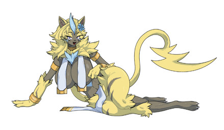 accessory anthro biped breasts claws feet female fingers flower flower_in_hair front_view fur hair hair_accessory looking_at_viewer nude nude_anthro nude_female plant simple_background smile solo tail teeth toes tongue nulia nintendo pokemon aurora_(nbanoob) generation_7_pokemon legendary_pokemon pokemon_(species) zeraora 2026 digital_drawing_(artwork) digital_media_(artwork) hi_res