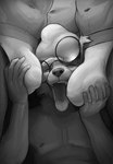 anthro big_bulge bulge bulge_fondling bulge_in_face clothed clothing detailed_bulge eyes_closed eyewear eyewear_only faceless_character faceless_male glasses glasses_only group happy jockstrap jockstrap_only male male/male nude open_mouth teashades tongue tongue_out topless underwear underwear_only wearing_glasses mickey_the_retriever arin_(daxhush) borzoi canid canine canis domestic_dog hunting_dog mammal sighthound hi_res monochrome andromorph_(lore) intersex_(lore) trans_(lore) trans_man_(lore)