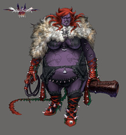 female not_furry overweight overweight_female overweight_humanoid piercing solo surface_piercing wen-m wen_yu_li humanoid orc hi_res