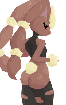 anthro butt female frown looking_at_viewer looking_back pose solo tsundere duckerzzart nintendo pokemon generation_4_pokemon generation_6_pokemon lagomorph leporid lopunny mammal mega_evolution mega_lopunny pokemon_(species) rabbit absurd_res hi_res pinup