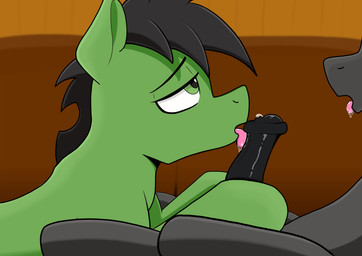 animal_genitalia animal_penis black_mane black_penis bodily_fluids duo equine_genitalia equine_penis eyebrows feral feral_on_feral genital_fluids genitals green_body green_eyes grey_body half-closed_eyes holding_penis licking looking_at_another looking_at_partner male male/male mane narrowed_eyes open_mouth oral penile penis penis_lick precum saliva sex tongue tongue_out sefastpone friendship_is_magic hasbro my_little_pony anon anon_stallion fan_character thunderlane_(mlp) earth_pony equid equine horse mammal pony 2022 absurd_res digital_media_(artwork) hi_res