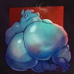 andromorph anthro big_butt breasts butt cigarette female glistening glistening_body intersex oil oiled_body overweight rear_view smoking solo squish john_ratman capybara caviid mammal rodent 1:1 hi_res