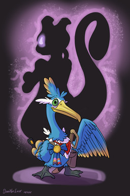 3_toes ambiguous_gender anthro badge bag beak blue_body blue_feathers duo explorer_badge facial_markings feathered_wings feathers feet feral gesture glowing glowing_eyes glowing_silhouette green_eyes head_markings looking_at_viewer male markings mask_(marking) melee_weapon red_scarf scarf silhouette silhouetted_body standing sword toes waving weapon white_body white_feathers wings yellow_beak doesnotexist nintendo pokemon pokemon_mystery_dungeon spike_chunsoft thunk_(gyro) avian bird cramorant generation_1_pokemon generation_8_pokemon legendary_pokemon mewtwo pokemon_(species) 2025 dated digital_media_(artwork) hi_res signature