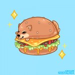 ambiguous_gender burger food humor looking_at_viewer pun solo sparkles sparkling_character visual_pun nostalhea dogelore cheems doge canid canine canis domestic_dog food_creature mammal shiba_inu spitz 1:1 hi_res meme signature