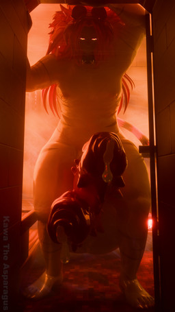 2_penises animal_genitalia animal_penis anthro balls big_balls big_muscles big_pecs big_penis bodily_fluids crouching cum doorway erection feline_genitalia feline_penis first_person_view genital_fluids genitals glowing glowing_eyes hair huge_balls huge_penis hyper hyper_balls hyper_genitalia hyper_penis larger_male leaning leaning_forward leaning_on_wall lit_from_behind looking_at_viewer male multi_genitalia multi_penis muscular muscular_thighs nipples nude pecs penile_spines penis sauna size_difference smile solo standing standing_in_doorway steam stripes tail text kawa_the_asparagus sweet_valentine levi_tora animal_humanoid felid feline felis human humanoid mammal mammal_humanoid pantherine tiger 3d_(artwork) 4k 9:16 absurd_res digital_media_(artwork) english_text hi_res