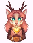 anthro antlers eyebrows eyelashes female fur hair heart_eyes heart_symbol horn smile solo felicia_cat mythology dragon furred_dragon furred_scalie mythological_creature mythological_scalie scalie 2022 digital_media_(artwork) hi_res