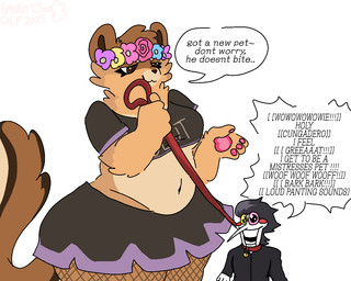 anthro bottomwear clothing dialogue duo female fishnet_clothing flower flower_crown male male/female overweight plant puppet skirt text smokin-chip deltarune pixile_studios super_animal_royale undertale_(series) chippy_(smokin-chip) spamton_g._spamton chipmunk ground_squirrel humanoid mammal rodent sciurid tree_squirrel 2023 5:4 english_text meme watermark