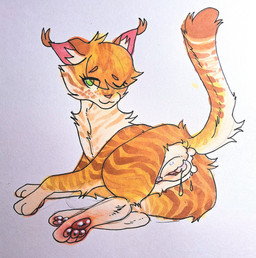 after_sex bangs big_butt bodily_fluids brown_body butt clitoris cum cum_drip cum_in_vagina cum_inside dripping ear_tuft eyelashes female feral flirting flirting_with_viewer freckled_face freckles fur genital_fluids genitals green_eyes hair head_tuft long_tail lying pawpads paws presenting presenting_hindquarters raised_tail relaxed_expression relaxing small_nose solo stripes tail teasing teasing_viewer tuft vulva felisiano warriors_(book_series) sandstorm_(warriors) domestic_cat felid feline felis mammal tabby_cat absurd_res detailed hi_res traditional_media_(artwork)