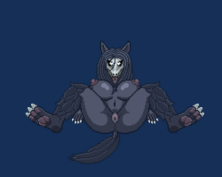 3_toes animal_genitalia animal_vulva anthro anus big_breasts black_body black_hair bone breasts canine_genitalia canine_vulva claws feet female from_front_position gaping gaping_vagina genitals hair heart_eyes heart_symbol lying missionary_position on_back pawpads presenting presenting_vulva sex skull skull_head solo spread_legs spreading tail toe_claws toes tongue tongue_out vulva micadi_(artist) mugen scp_foundation mal0 scp-1471-a 5:4 animated digital_media_(artwork) low_res pixel_(artwork) pixel_animation