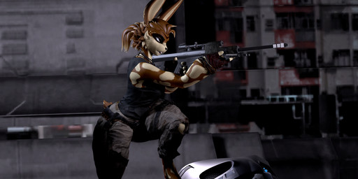 angry anthro bottomwear clothing female focused gloves gun hair handwear holding_object holding_weapon pants ponytail ranged_weapon rifle shirt sniper_rifle solo tail topwear torn_bottomwear torn_clothing torn_pants urban weapon techwoof warfaremachine_(modeler) holly_zanzibar lagomorph leporid mammal rabbit 2:1 3d_(artwork) absurd_res digital_media_(artwork) hi_res widescreen
