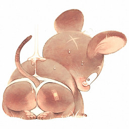anthro anus blush bodily_fluids brown_body brown_fur bulge butt clothing fur male scar solo tears underwear young young_anthro kdmn house_mouse mammal mouse murid murine rodent 1:1 2015