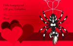 brown_eyes heart_symbol holidays looking_at_viewer male solo spider_web stripes suspension text upside_down valentine's_day_card badumsquish hasbro my_little_pony valentine's_day fan_character arachnid arthropod equid equine mammal spider spiderpony zebra 2020 english_text hi_res