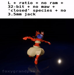 anthro caption clothing cybernetics dancing digitigrade hair horn humor jagged_mouth jiggling latex latex_clothing latex_skinsuit low_poly machine male protogen_visor ratio red_body scarf skinsuit solo spiky_hair tight_clothing visor foxygrandpaa ratio_(meme) post_the_protogen cyborg protogen 3d_(artwork) 3d_animation animated blender_(artwork) digital_media_(artwork) meme reaction_image