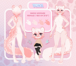 anthro biped bottomwear breasts butt claws clothed clothed_anthro clothed_female clothing countershade_torso countershading feet female fingers front_view fully_clothed fully_clothed_anthro fully_clothed_female fur hair looking_at_viewer navel nude nude_anthro nude_female rear_view smile solo spots standing tail text toes topwear koda_walker felid mammal pantherine snow_leopard 2026 digital_drawing_(artwork) digital_media_(artwork) english_text hi_res model_sheet