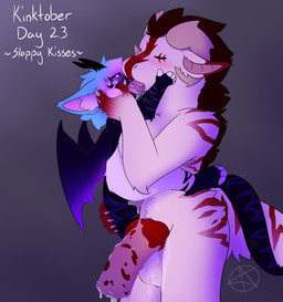 2_tongues after_sex ambiguous_gender animal_genitalia animal_penis anthro bodily_fluids breast_squish breasts cum cum_drip cum_from_vagina cum_in_vagina cum_inside cum_on_penis dominant dripping drooling duo equine_genitalia equine_penis french_kissing genital_fluids genitals gynomorph gynomorph/ambiguous holding_partner intersex intersex/ambiguous kissing larger_dom leaking_cum multi_tongue penis saliva size_difference sloppy_kiss squish standing text tongue young freak_magic1369 kinktober kinktober_2025 kara_(freak_magic1369) magic_(freak_magic1369) demon domestic_cat felid feline felis felkin hybrid mammal reptile scalie wither_beast wither_beast_(freak_magic1369) 2025 absurd_res english_text hi_res adult_(lore) nonbinary_(lore)