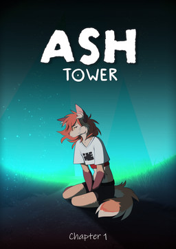 anthro breeze clothing female fluffy fluffy_tail grass narrowed_eyes plant sitting sky solo star starry_sky tail text wind rednroge kiri_igness canid canine canis fox mammal comic cover cover_art cover_page hi_res