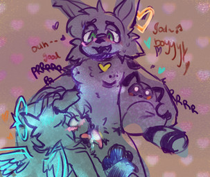 anthro blush collar cunnilingus duo fangs female folded_wings glowing halo male male/female nipple_piercing nipples oral piercing plushie praise purring romantic romantic_couple sex teeth unshaved_pussy vaginal wings angelpsyche angel bird_dog canid canine canis domestic_dog eurasian_lynx felid feline golden_retriever hunting_dog lynx mammal retriever hi_res