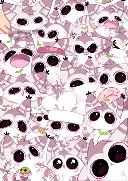 ambiguous_gender anthro big_eyes brown_body brown_fur chef_hat chibi clothing ear_tuft fur group hat headgear headwear mouth_closed open_mouth open_smile pawpads pink_pawpads pink_tongue smile tongue tuft white_body white_fur bloominglynx yukki_kirai amphibian felid feline frog lynx mammal absurd_res digital_drawing_(artwork) digital_media_(artwork) hi_res