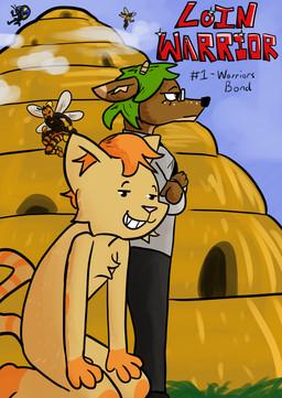 anthro beehive duo_focus female group gynomorph intersex male nude smile smiling_at_viewer smirk smirking_at_viewer loin_warrior fiora_(loin_warrior) popsicle_(loin_warrior) arthropod bee butterfly deer felid feline hymenopteran insect lepidopteran mammal absurd_res comic cover cover_art cover_page hi_res