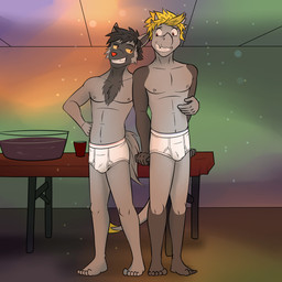 abs anthro beverage briefs bulge clothed clothing detailed_bulge duo feet furniture humanoid_feet male male/male navel nipples party plantigrade red_cup smirking_at_another smirking_at_partner table tighty_whities underwear underwear_only white_briefs white_clothing white_underwear fuze nintendo pokemon jake_(fuze) pawl_(fuze) generation_3_pokemon generation_7_pokemon hakamo-o pokemon_(species) poochyena 1:1 hi_res
