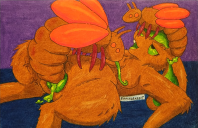 animal_genitalia animal_vulva anthro breasts canine_genitalia canine_vulva ear_penetration egg egg_insertion female female_penetrated feral fur genitals group insect_wings long_tongue lying male male/female mind_control nude nude_anthro nude_female on_back open_mouth oviposition ovipositor penetration sex simple_background tongue tongue_out trio vulva wings runningrabbit arthropod hybrid insect lagomorph leporid mammal rabbit absurd_res hi_res traditional_media_(artwork)
