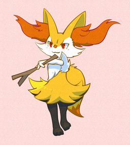 3_fingers 3_toes :3 ambiguous_anthro ambiguous_gender anthro arm_tuft biped black_body black_fur black_legs border cheek_tuft chest_tuft closed_smile digitigrade dipstick_tail eyelashes facial_tuft featureless_crotch feet fingers fluffy fur hip_tuft holding_object holding_stick inner_ear_fluff markings mouth_closed multicolored_body multicolored_fur neck_tuft nude_ambiguous nude_anthro orange_body orange_fur orange_inner_ear_fluff orange_nose orange_tail_tip pink_background pointy_ears prick_ears pupils red_eyes shoulder_tuft simple_background smile snout solo standing stick tail tail_markings toes tuft two_tone_tail white_body white_border white_fur white_hands white_sclera yellow_body yellow_ears yellow_fur yellow_tail momensarada nintendo pokemon braixen canid generation_6_pokemon mammal pokemon_(species) 2023 absurd_res colored digital_drawing_(artwork) digital_media_(artwork) full-length_portrait hi_res portrait shaded