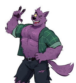 5_fingers abs anthro biceps biped bottomwear claws clothed clothing fingers flannel_shirt fur humanoid_hands looking_at_viewer male muscular muscular_anthro muscular_male one_eye_closed open_clothing open_shirt open_topwear pawpads pecs purple_body purple_fur shirt shorts solo topwear torn_bottomwear torn_clothing torn_shorts wink winking_at_viewer yellow_eyes atti_qu cartoon_network mythology ok_k.o.!_let's_be_heroes bernard_(ok_k.o.!_lbh) canid canine mammal mythological_canine mythological_creature werecanid werecanine werecreature werewolf absurd_res hi_res