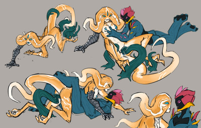 3_eyes 3_toes 4_fingers 6_nipples all_fours bite biting_lip blue_eyes blue_mouth bodily_fluids breasts consentacles countershading cybernetic_arm cybernetic_limb duo feet female female/female fingers genital_fluids genitals green_body head_tentacle holding_partner looking_pleasured lying markings multi_eye multi_nipple nipples non-mammal_breasts noseless not_furry on_back open_mouth orange_body penetration petals pink_eyes plant plant_sex prehensile_tail saliva saliva_string sex sketchy tail teeth_showing tentacle_sex tentacles toes unusual_anatomy unusual_nipples vaginal vaginal_fluids vaginal_fluids_on_tentacle vaginal_penetration vine_tentacles vines vulva white_body white_countershading white_markings lumen_fox ben_10 cartoon_network fan_character petals_(lumen_fox) veltra alien elemental_creature elemental_humanoid flora_fauna humanoid methanosian plant_humanoid uxorite absurd_res hi_res sketch_page