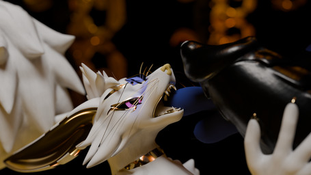 anthro blue_body blue_fur bodily_fluids cum cum_in_mouth cum_inside cum_on_face duo finger_in_mouth fur genital_fluids gold_(metal) male narrowed_eyes reflections white_body white_fur baito dakota_(baito) freakhound kyuulin 16:9 3d_(artwork) 4k absurd_res blender_(artwork) blender_cycles_(artwork) digital_media_(artwork) hi_res widescreen