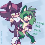 anthro balls bodily_fluids cum dialogue duo genital_fluids genitals male male/male penis text copii_chaotix sega sonic_the_hedgehog_(series) sonic_underground manic_the_hedgehog shadow_the_hedgehog eulipotyphlan hedgehog mammal 1:1 english_text