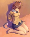 bdsm bondage bound brown_eyes brown_hair clothing female hair solo submissive submissive_female tail uniform tani clannad key_(company) tencent nagisa_furukawa animal_humanoid cat_humanoid felid felid_humanoid feline feline_humanoid humanoid mammal mammal_humanoid