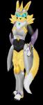 anthro armor blue_eyes clothing female fluffy fur fuzzy headgear helmet looking_at_viewer neck_tuft solo tuft white_body white_fur yellow_body yellow_fur shin_kerron bandai_namco digimon fan_character gwendolyn_(shin_kerron) canid canine digimon_(species) fox mammal renamon 2019 absurd_res alpha_channel digital_media_(artwork) hi_res