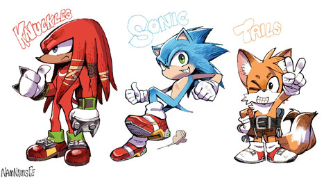 anthro blue_body bottomwear clothing footwear gesture gloves green_eyes group hand_gesture handwear male one_eye_closed pliers purple_eyes red_body screwdriver shoes shorts smile spiked_gloves spikes thumbs_up tools trio v_sign wrench yellow_body stagbeetle_(artist) sega sonic_the_hedgehog_(series) knuckles_the_echidna miles_prower sonic_the_hedgehog canid canine echidna eulipotyphlan fox hedgehog mammal monotreme red_fox true_fox