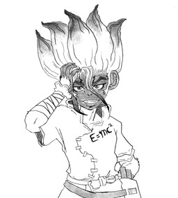 alternate_species anime_eyes anime_style anthro bandage bandaged_arm bandages_only belt clothing collarbone eyebrows fangs formula fur furrification hair male nails simple_background smile solo spiky_hair teeth thick_eyebrows white_background white_body white_fur white_hair efradraws dr._stone senku_ishigami haplorhine japanese_macaque macaque mammal monkey old_world_monkey primate absurd_res graphite_(artwork) hi_res sketch traditional_media_(artwork)