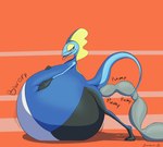 2019 anthro belly belly_expansion belly_inflation big_belly blue_body bodbloat expansion generation_8_pokemon hand_on_belly hose hose_inflation huge_belly hyper hyper_belly immobile inflation inflation_fetish inteleon liquid_inflation male nintendo onomatopoeia poha_(bodbloat) pokemon pokemon_(species) signature simple_background solo sound_effects tail text tongue tongue_out tube_bulge water_inflation yellow_frill