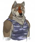 anthro army black_nose brown_eyes clothing looking_at_viewer male military muscular muscular_anthro muscular_male pecs soldier solo uniform warrior rrowdybeast canid canine canis domestic_dog mammal 5:6 hi_res