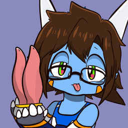 2_penises anthro blue_body brown_hair dildo eyewear facial_markings genitals glasses green_eyes hair half-closed_eyes head_horn head_markings heart_eyes heart_symbol holding_dildo holding_object holding_sex_toy horn kemono looking_at_viewer male markings multi_genitalia multi_penis narrowed_eyes penis purple_background sex_toy simple_background solo steam steam_spring_sale_2026 tongue tongue_out gunma747j mythology gunma_(gunma747j) steam_sale_dragon dragon fanged_dragon garyu_(species) hail-fanged_dragon hyogaryu mythological_creature mythological_scalie scalie 1:1 bust_portrait hi_res icon portrait