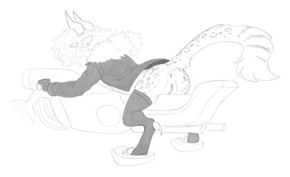 4_ears 4_horns anthro anus biped bottomless bottomless_anthro bottomless_female butt claws clothed clothing dewclaw digitigrade female female_anthro fingerless_gloves genitals gloves hair handwear horn jacket leather leather_clothing leather_jacket leather_topwear legwear multi_ear multi_horn paws solo stockings toe_claws topwear vulva halbean guild_wars purna_whitewillow charr felid mammal 2025 absurd_res digital_media_(artwork) greyscale hi_res monochrome