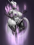 anthro big_breasts breasts clothing curvy_figure female hand_on_hip horn huge_breasts latex legwear machine nipples non-mammal_breasts non-mammal_nipples nude simple_background smile solo tail thick_thighs thigh_highs voluptuous wide_hips taranima mythology tara_(taranima) dragon mythological_creature mythological_scalie robot robot_anthro scalie hi_res