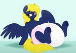 big_diaper blonde_hair blue_body clothed clothing diaper diaper_fetish diaper_only female feral hair orange_eyes pattern_diaper pink_diaper solo tail topless wearing_diaper white_diaper wings yellow_tail shuphle hasbro my_little_pony mythology fan_character naveen_numbers equid equine mammal mythological_creature mythological_equine pegasus absurd_res hi_res