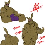 anthro balls_outline barazoku between_pecs biceps big_bulge blush bulge carrying_another carrying_partner clothed clothing detailed_bulge duo extreme_size_difference featureless_crotch fur genital_outline green_body green_fur machine macro male male/male muscular muscular_anthro muscular_male muscular_thighs onomatopoeia pecs purple_eyes quads size_difference smile sound_effects teeth text thick_thighs underwear underwear_only walking grilder123 five_nights_at_freddy's five_nights_at_freddy's_3 mythology scottgames grilder_(character) springtrap_(fnaf) animatronic dragon lagomorph leporid mammal mythological_creature mythological_scalie rabbit robot scalie 1:1 2023 absurd_res digital_media_(artwork) hi_res sketch