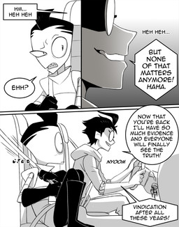 2_horns aged_up ahoge black_hair chair clothed clothing dialogue driving duo earless eyewear furniture gloves hair handwear horn male not_furry on_chair speech_bubble text topwear vehicle inimoose invader_zim nickelodeon dib_membrane zim_(invader_zim) alien alien_humanoid human humanoid irken mammal comic digital_media_(artwork) english_text hi_res monochrome