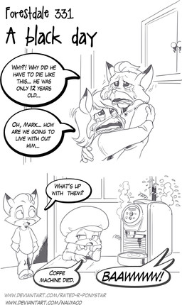 anthro bodily_fluids clothing coffee_machine crying dialogue female hat headgear headwear male simple_background speech_bubble tears teary_eyes text white_background nauyaco forestdale kyle_kendricks_(forestdale) mark_kendricks_(forestdale) rachael_kendricks_(forestdale) rita_kendricks_(forestdale) canid canine fox mammal 2025 english_text greyscale hi_res monochrome url brother_(lore) brother_and_sister_(lore) daughter_(lore) father_(lore) father_and_child_(lore) father_and_daughter_(lore) father_and_son_(lore) mother_(lore) mother_and_child_(lore) mother_and_daughter_(lore) mother_and_son_(lore) parent_(lore) parent_and_child_(lore) parent_and_daughter_(lore) parent_and_son_(lore) sibling_(lore) sister_(lore) son_(lore)