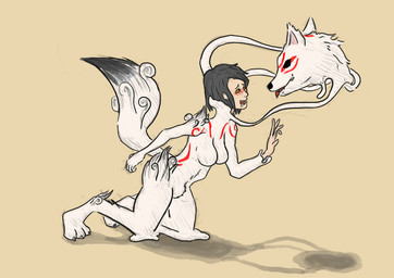 anthro biped black_hair black_markings black_nose blush breasts crotch_tuft digitigrade dipstick_tail featureless_breasts featureless_crotch female fur goo_drip goo_transformation hair human_to_anthro kneeling markings nude open_mouth puddle red_markings shadow side_view simple_background solo species_transformation spiral spiral_eyes tail tail_markings takeover transformation tuft unknown_year white_body white_fur stoneheron kimarikamatori kimarikamatori_(character) canid canine canis fox human mammal wolf colored