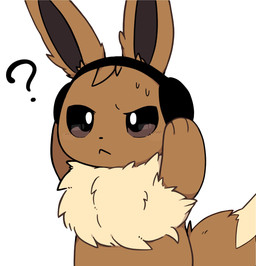 ambiguous_gender annoyed bodily_fluids brown_body brown_ears brown_eyes brown_fur electronics feral fur furry_problems headphones non-furgonomic paws question_mark ruff simple_background solo sweat sweatdrop tail tan_body tan_fur white_background inukami_hikari nintendo pokemon eevee generation_1_pokemon pokemon_(species) 2026 digital_media_(artwork) hi_res reaction_image