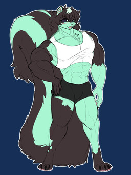 4_toes 5_fingers abs anthro barefoot biped black_body black_boxer_briefs black_clothing black_fur black_hair black_sclera black_underwear blush blush_lines boxer_briefs claws clothed clothed_anthro clothed_male clothing feet fingers fluffy fluffy_tail fur green_body green_eyes green_fur green_highlights hair hand_on_hip highlights_(coloring) male multicolored_body multicolored_fur muscular muscular_anthro muscular_male open_mouth open_smile outline pink_nose shirt simple_background smile solo standing tail tank_top toe_claws toes topwear transparent_background two_tone_body two_tone_fur underwear white_clothing white_outline white_shirt white_tank_top white_topwear rtf-m minty_(end_of_et3rnity) mammal mephitid skunk 2024 3:4 alpha_channel colored_sketch digital_drawing_(artwork) digital_media_(artwork) flat_colors hi_res sketch nonbinary_(lore)