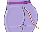 anthro belt big_butt butt butt_focus butt_shot chip_'n_dale_rescue_rangers disney exposure_variation fableiii female gadget_hackwrench mammal mouse murid murine purple_body purple_skin rear_view rodent simple_background solo tail tan_body tan_skin thin_tail white_background