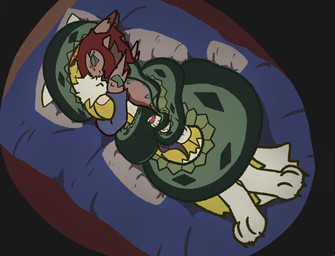 anthro apode balls bed bound coiling corruption cuddling duo female furniture genitals intersex legless nude penis serpentine sex sleep_molestation sleep_sex sleeping split_form tail tail_around_penis tail_fetish tail_play tail_sex tailjob trapknight bandai_namco digimon digimon_(species) draconcopode lamia renamon reptile scalie snake hi_res