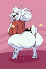 anthro anus big_breasts big_butt bodily_fluids bottomless breasts butt butt_jiggle clothed clothing crouching dock_(anatomy) drooling female genitals hooves huge_breasts huge_butt jiggling looking_back open_mouth pussy saliva solo sweat sweaty_butt sweaty_legs sweaty_thighs tail tail_anus twerking ber00 pinkanimations helltaker goat_lucifer_(helltaker) bovid caprine goat mammal 2020 2d_animation animated hi_res motion_tweening no_sound short_playtime webm